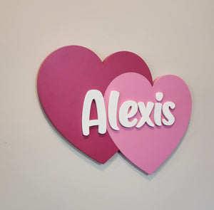Double Heart Name Sign